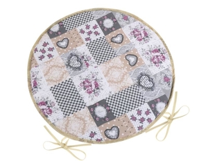 Bellatex Sedák DITA kulatý hladký průměr 40 cm Patchwork love šedá, béžová, vínová
