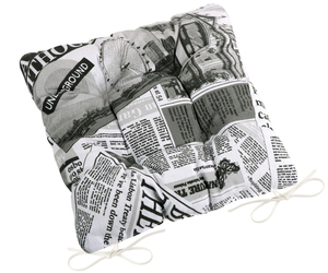 Bellatex Sedák EMA prošívaný 40x40 cm prošívaný Noviny černá, bílá