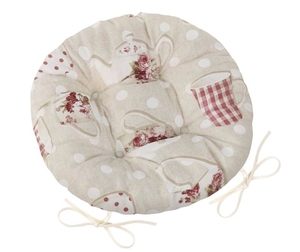 Sedák EMA kulatý prošívaný - průměr 40 cm - Hrnek s konvičkou