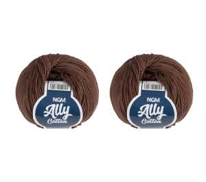 Bellatex SET 2ks Příze ALLY cotton 50g / 140 m Hnědá