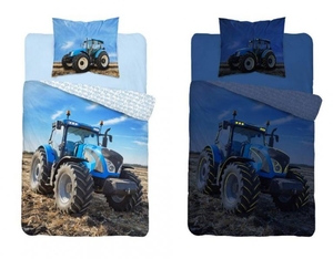 Detexpol povlečení bavlna Traktor modrý svítící 140x200+70x80 cm  