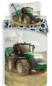 Jerry Fabrics povlečení bavlna fototisk Traktor green 140x200+70x90 cm 