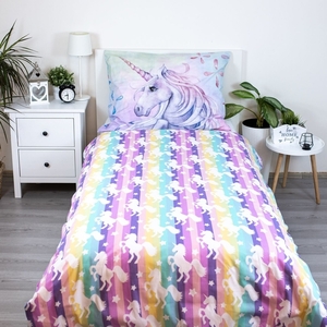 Jerry Fabrics povlečení bavlna fototisk Unicorn Pastel Rainbow 140x200+70x90 cm  