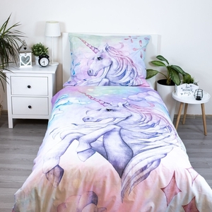 Jerry Fabrics povlečení bavlna fototisk Unicorn Pastel Rainbow 140x200+70x90 cm  