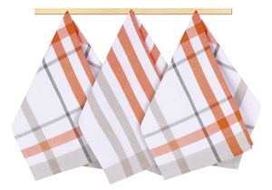 Bellatex kuchyňské utěrky 191 káro oranžové 50x70 cm 3ks