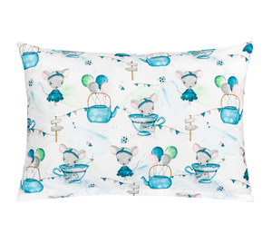 Bellatex Povláček bavlna 40x60cm na zip ( pouze povlak ) Myška v hrnečku modrá