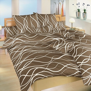 Dadka povlečení krep Vlny banánové na tmavě hnědém 140x200+70x90 cm 