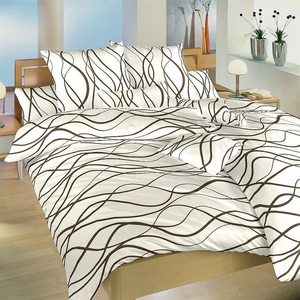 Dadka povlečení krep Vlny hnědé na banánovém 140x200+70x90 cm