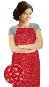 Kuchyňská zástěra ADÉLA - zástěra 67x84 cm - Kvítek červená