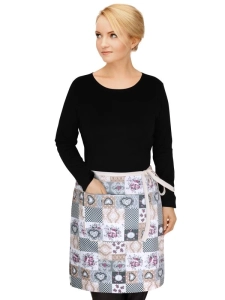 Bellatex Kuchyňská zástěra DITA do pasu zástěra 68x50 cm Patchwork Šedá
