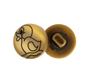 Knoflík - sada 6 ks - prům. 15 mm - Kačenka zlatá