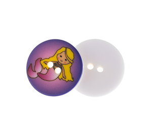 Knoflík - sada 6 ks - prům. 15 mm - Mořská panna fialová
