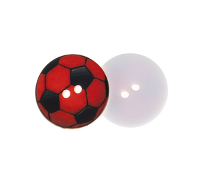 Knoflík - sada 6 ks - prům. 15 mm - Míč červená