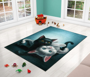 Bellatex Kobereček dětský šířka 100 cm, délka 150 cm Kočka Tyrkysová