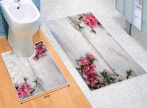 Bellatex koupelnové předložky 3D tisk růžový květ 60x100+60x50 cm 