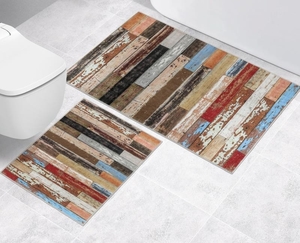 Bellatex koupelnové předložky 3D tisk sada bez výkroje dřevěná podlaha 60x100+60x50 cm 