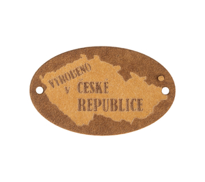 Bellatex Nášivka "vyrobeno v ČESKÉ REPUBLICE" papírová sada 6 ks. 40x25 mm hnědá