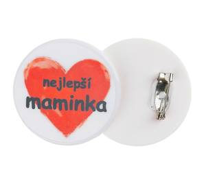 Placka "NEJLEPŠÍ MAMINKA" - prům. 35 mm - bílá, červená, černá