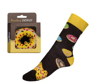 Bellatex Ponožky Donut v dárkové balení černá, žlutá