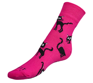 Ponožky Kočka magenta