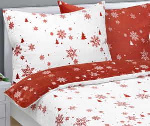 Bellatex Povlečení MIKROFLANEL 140x200, 70x90 cm Vločka Terrakota,Bílá