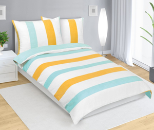 Bellatex Povlečení MIKROFLANEL 140x200, 70x90 cm Pruh Bílá,Tyrkysová,Žlutá