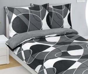 Bellatex Povlečení MIKROFLANEL 140x200, 70x90 cm Elipsa Bílá,Šedá,Tmavě šedá