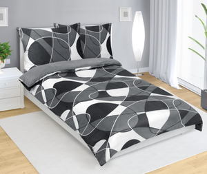 Bellatex Povlečení MIKROFLANEL 140x200, 70x90 cm Elipsa Bílá,Šedá,Tmavě šedá