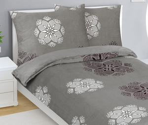Bellatex Povlečení MIKROFLANEL 140x200, 70x90 cm Vločka Bílá,Šedá,Fialová
