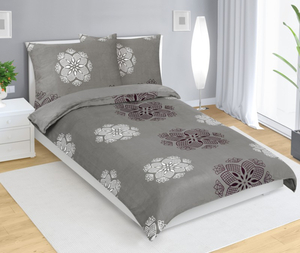 Bellatex Povlečení MIKROFLANEL 140x200, 70x90 cm Vločka Bílá,Šedá,Fialová