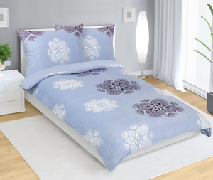 Bellatex Povlečení MIKROFLANEL 140x200, 70x90 cm Vločka Modrá,Fialová,Bílá