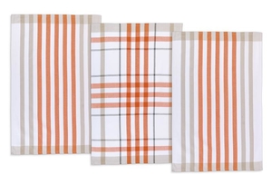 Kuchyňské utěrky - sada 3 kusů - 50x70 cm - Káro oranžová
