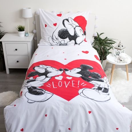 Jerry Fabrics Povlečení Mickey and Minnie Love 05 140x200, 70x90 cm