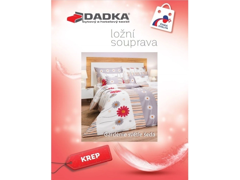 DADKA Povlečení krep Gardénie světle šedá 240x200, 2x 70x90 cm