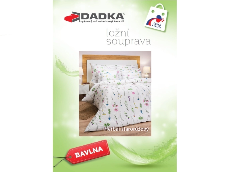 DADKA Povlečení krep Herbal starorůžový 240x220, 2x 70x90 cm
