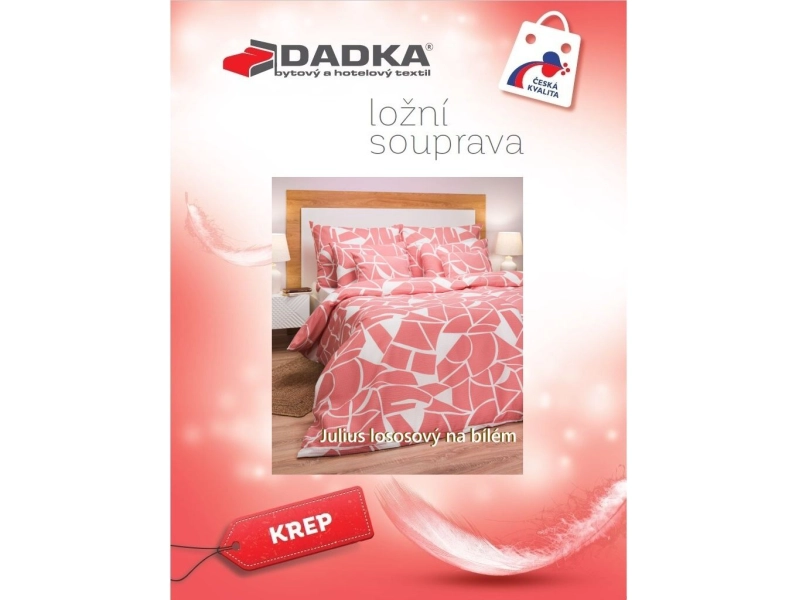 DADKA Povlečení krep Julius lososový na bílém 200x200, 2x 70x90 cm