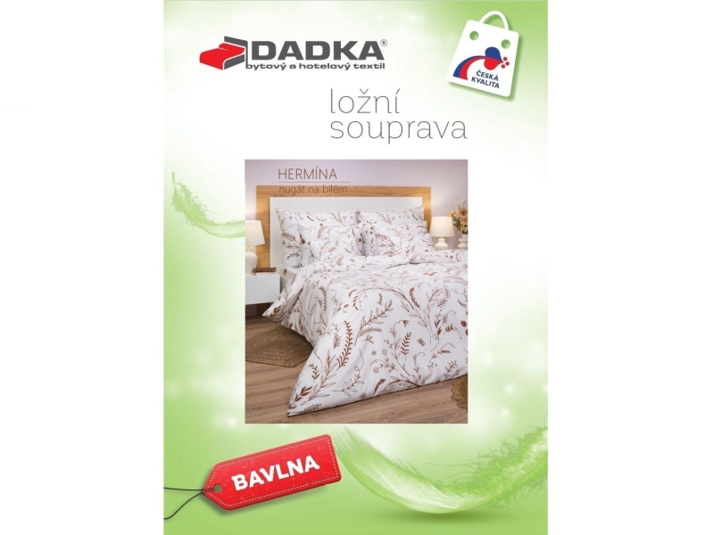 DADKA Bavlněné povlečení Hermína nugát na bílém 140x200, 70x90 cm
