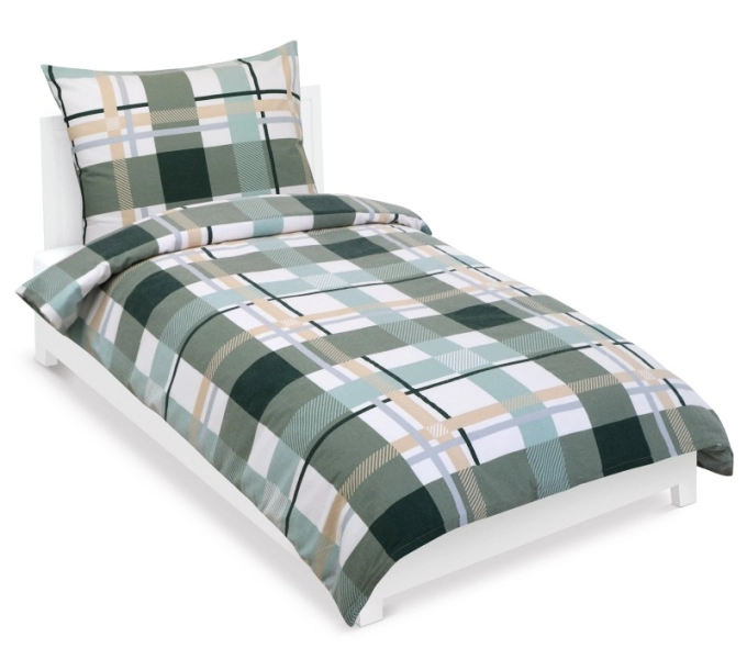 Bellatex Flanelové povlečení 140x220 cm, 70x90 cm Kostka Zelená,Bílá