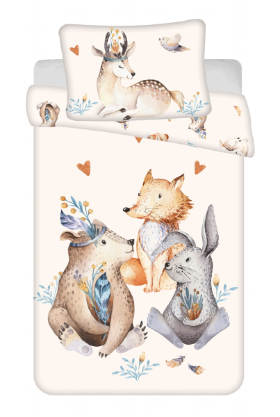 Jerry Fabrics Povlečení do postýlky Zvířátka Woodland baby 100x135, 40x60 cm