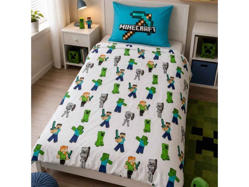 Carbotex povlečení bavlna Minecraft Pixelový Svět 140x200, 70x90 cm 