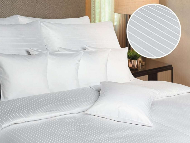 DADKA VRACOV Povlečení atlas grádl Polycotton bílý pruh 220x200, 2x 70x90 cm