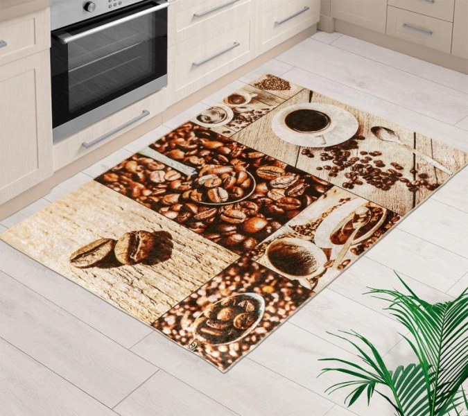 Bellatex Koberec běhoun 3D tisk šířka 80 cm , délka 120 cm Kávová zrna Hnědá