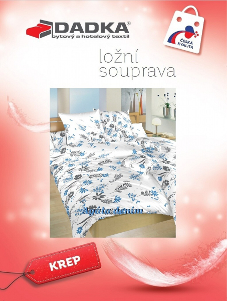 DADKA VRACOV Povlečení krep Agáta denim na bílém 140x200, 70x90 cm