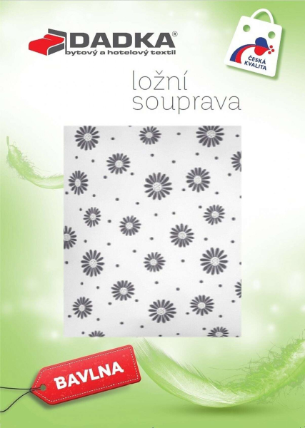 DADKA VRACOV Povlečení bavlna Anežka tmavě šedá na bílém 140x200, 70x90 cm
