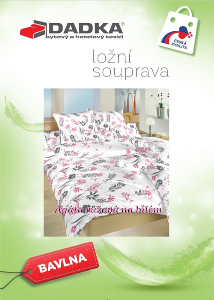 DADKA VRACOV Povlečení bavlna Agáta růžová na bílém 140x200, 70x90 cm
