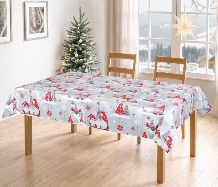 Bellatex Ubrus  VÁNOCE 120x140 cm Skřítek Šedá,Červená