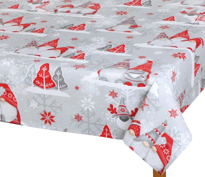 Bellatex Ubrus  VÁNOCE 100x100 cm Skřítek Šedá,Červená