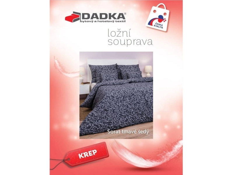 DADKA Krepové povlečení Sorat tmavě šedý 140x200, 70x90 cm