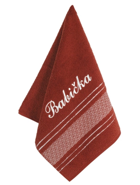 Bellatex Froté ručník mozaika se jménem BABIČKA 50x100 cm Babička Červená