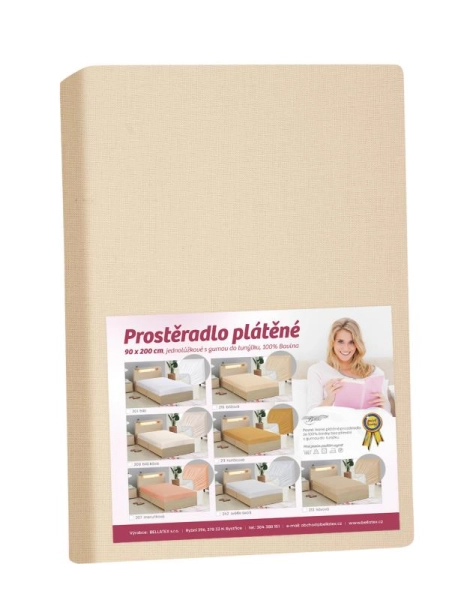 Bellatex Prostěradlo plátěné s gumou 90x200 cm béžová